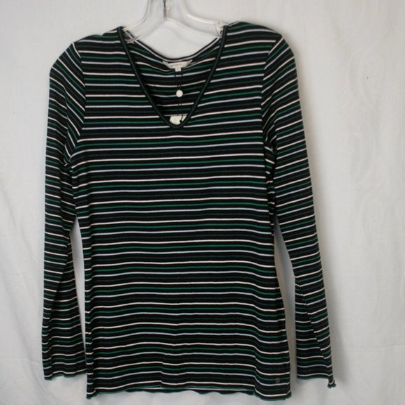 Long Sleeve, Lightly Ribbed V-Neck T-shirt - Picture 1 of 4